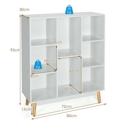 8-Cube Storage Organizer with 2 Anti-Tipping Mechanisms-White