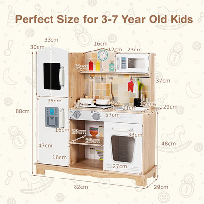 Wooden Pretend Kids Play Kitchen with Sound Chef Role Playing and Light