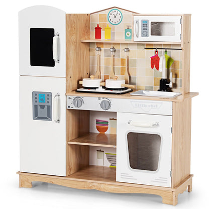 Wooden Pretend Kids Play Kitchen with Sound Chef Role Playing and Light
