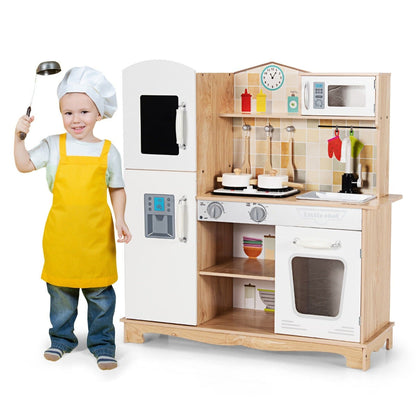 Wooden Pretend Kids Play Kitchen with Sound Chef Role Playing and Light