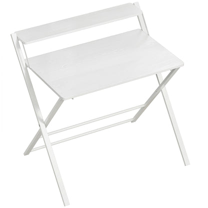 HOMCOM Compact Folding Desk for Small Spaces with Storage Shelf for Home Office, White