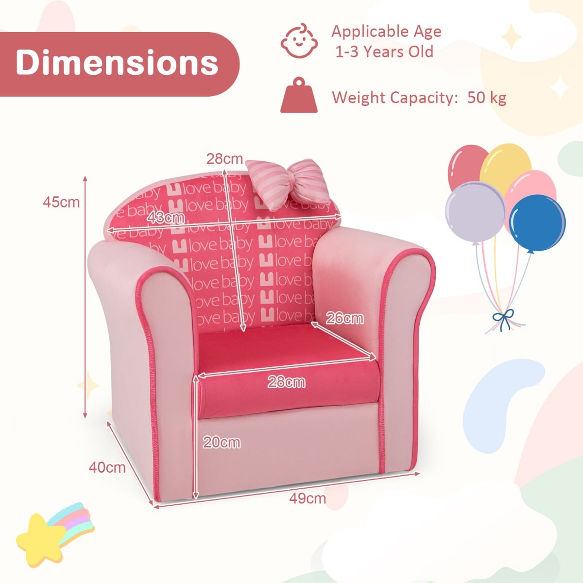 Upholstered Toddler Couch with Ultra Soft Velvet Cover and Spacious Backrest-Pink