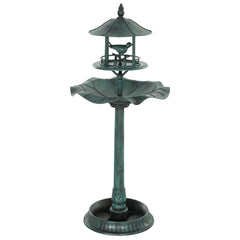 Outsunny 3-in-1 Garden Bird Bath, Freestanding Birdbath with Large Water Basin, Underneath Flower Planter, _50 x 113 cm, Green