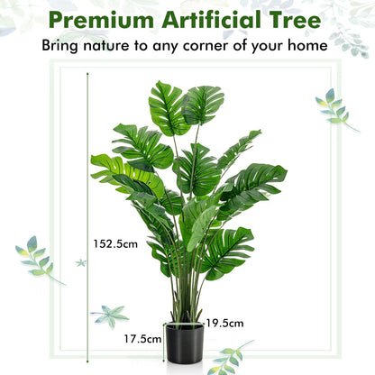 5 Feet Artificial Tree Faux Monstera Deliciosa Plant for Home Indoor and Outdoor