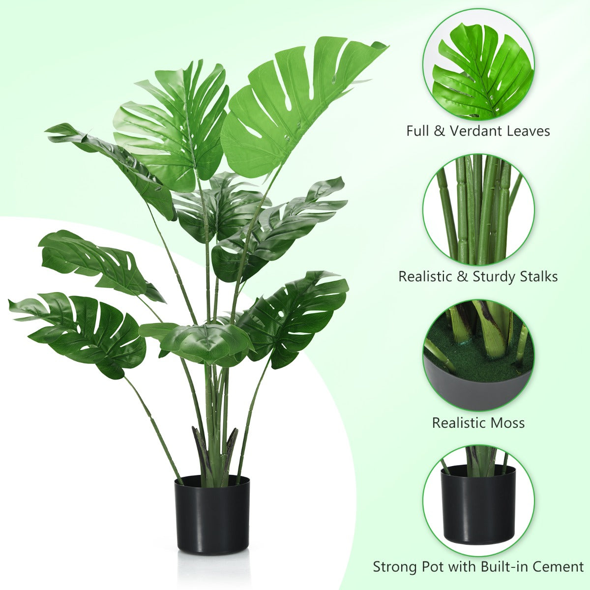 1.2M Artificial Monstera Deliciosa Tree for Home Office-1 piece