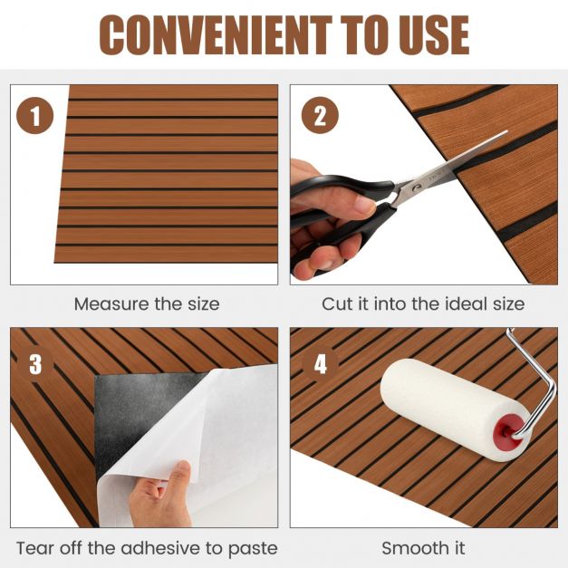 240 x 90 cm Non-Slip Marine Carpeting Mat-Brown