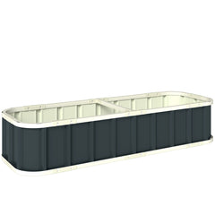 Outsunny Galvanised Raised Garden Bed, 5 x 2 x 1 ft Metal Planter with Gloves and Folded Edging, Dark Grey