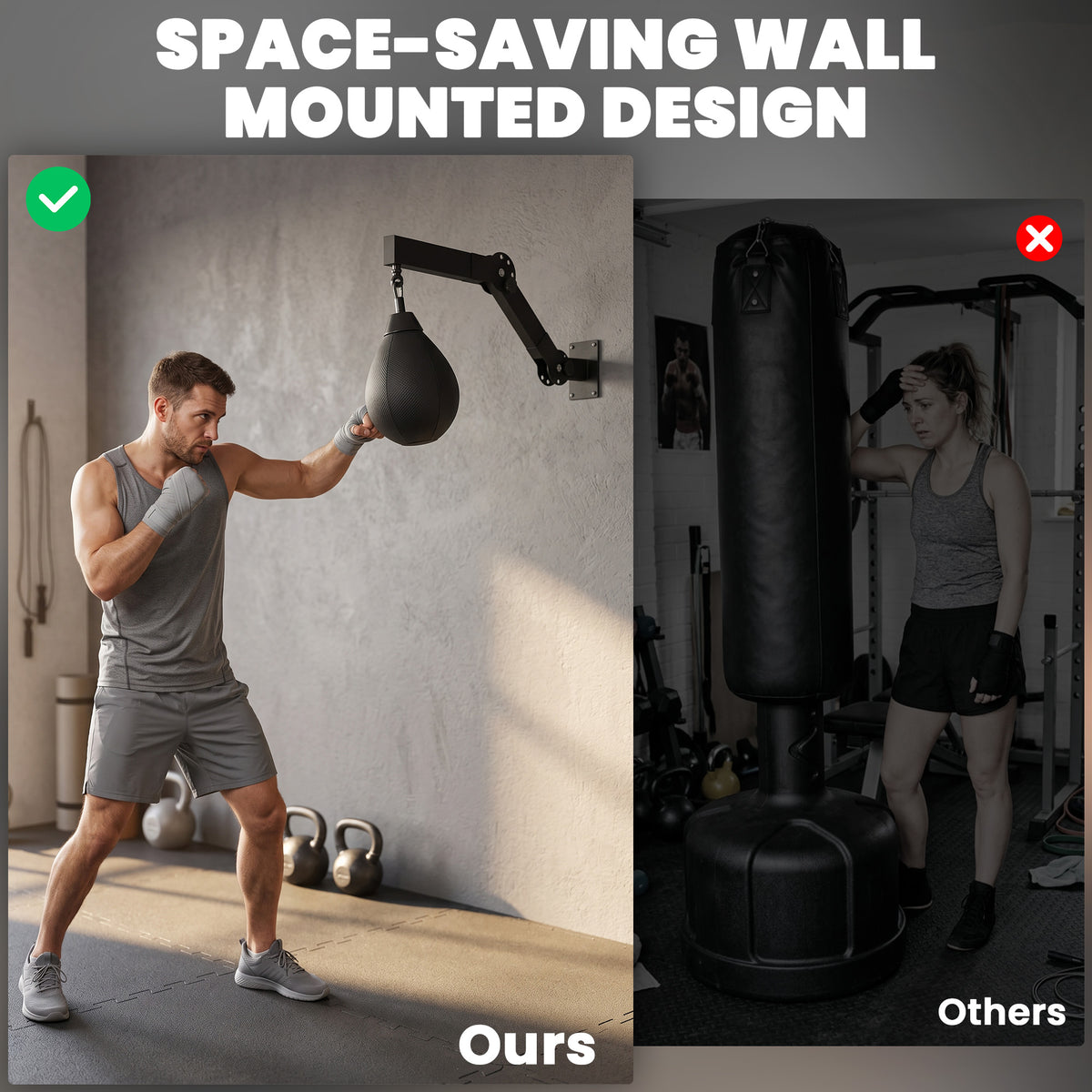 SPORTNOW Wall Mount Speed Bag, Height Adjustable Boxing Speed Bag with Manual Air Pump and Wrenches, Home Gym Workout Equipment