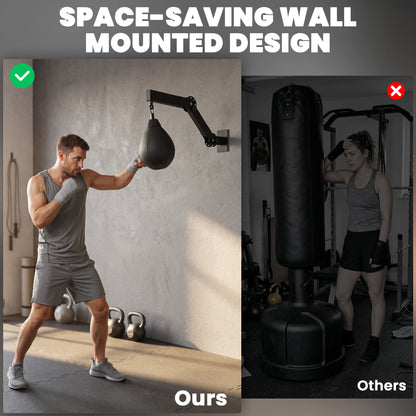 SPORTNOW Wall Mount Speed Bag, Height Adjustable Boxing Speed Bag with Manual Air Pump and Wrenches, Home Gym Workout Equipment