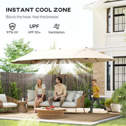 Outsunny 4.6m Double Garden Parasol - Beige