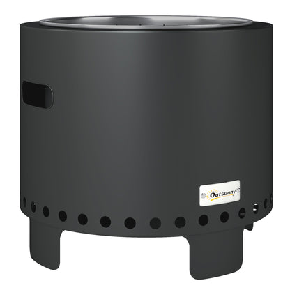 موقد نار من الفولاذ الخالي من الدخان من Outsunny، مع موقد نار - رمادي