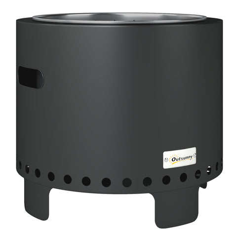 موقد نار من الفولاذ الخالي من الدخان من Outsunny، مع موقد نار - رمادي