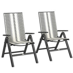 Outsunny Set of Two Rattan Reclining Garden Chairs - Grey