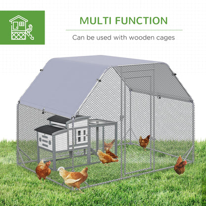 حظيرة دجاج PawHut Walk in Chicken Run في الهواء الطلق مع سقف يتسع لـ 4-6 دجاجات، 280 × 190 × 195 سم