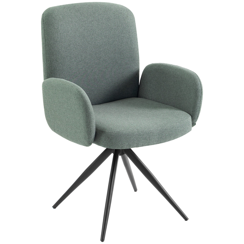 HOMCOM Swivel Accent Chair, Upholstered Linen-Look Armchair with Curved Backrest, Wrapped Armrests for Living Room, Light Green