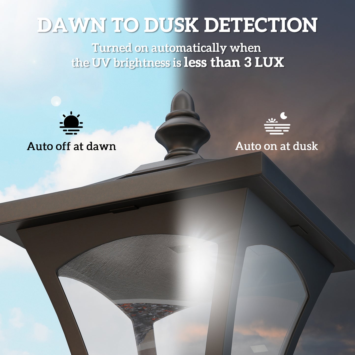 Outsunny 1.2m Solar Powered Outdoor Lamp Post - Black