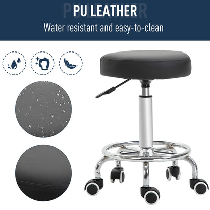 Vinsetto PU Leather Height Adjustable Swivel Salon Stool Black