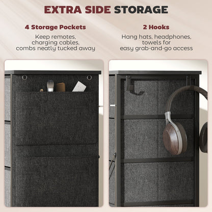 HOMCOM Chest of Ten Fabric Drawers - Charcoal Grey