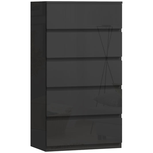HOMCOM Chest of Drawers, 5-Drawer Storage Cabinets, Modern Dresser, Storage Drawer Unit for Bedroom