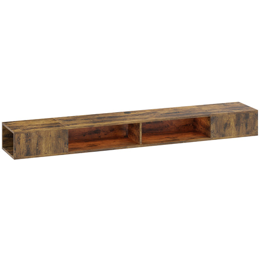 HOMCOM Wall Mounted TV Stand with RGB LED Lights, Floating Entertainment Centre for 75 Inch TV, Rustic Brown