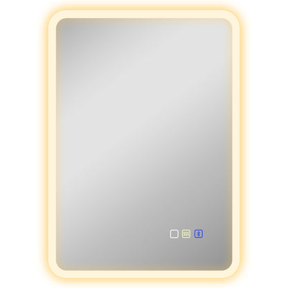 HOMCOM 70 x 50cm LED Bathroom Mirror, with Bluetooth - Silver Tone