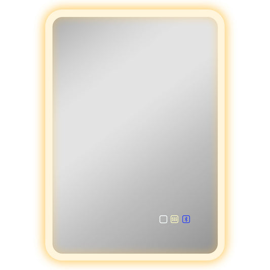 HOMCOM 70 x 50cm LED Bathroom Mirror, with Bluetooth - Silver Tone