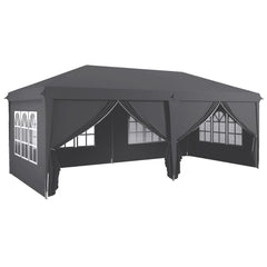 Outsunny Outsunny 3 x 6 m Garden Pop Up Gazebo, Wedding Party Tent Marquee, Water Resistant Awning Canopy with Sidewalls, Windows, Carry Bag, Grey