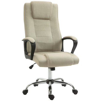 Vinsetto High Back Office Chair 360Â° Swivel Chair Adjustable Height Tilt Function Linen Khaki 62W x 62D x 110-119H cm