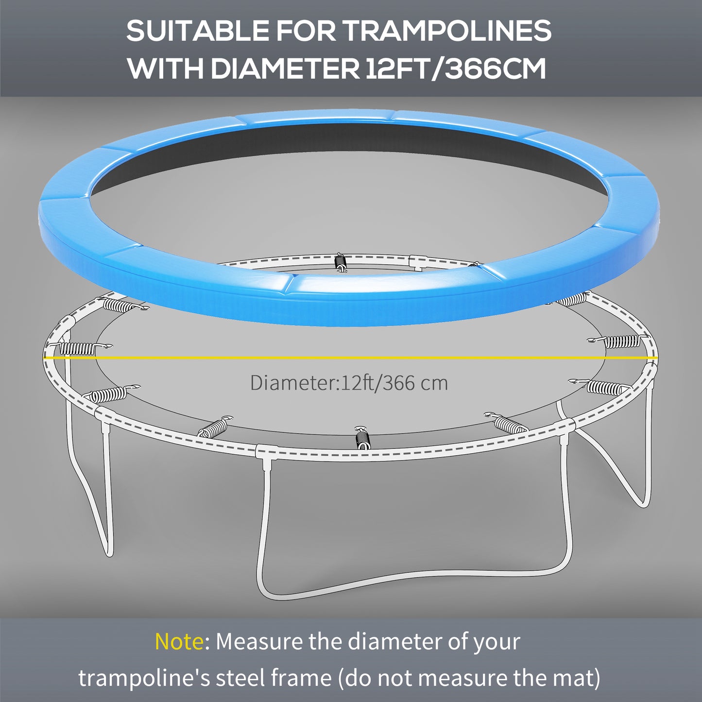 HOMCOM 12ft Trampoline Accessories Safety Pad Î¦366cm Replacement Surround Padding Thick Foam Pads Light Blue