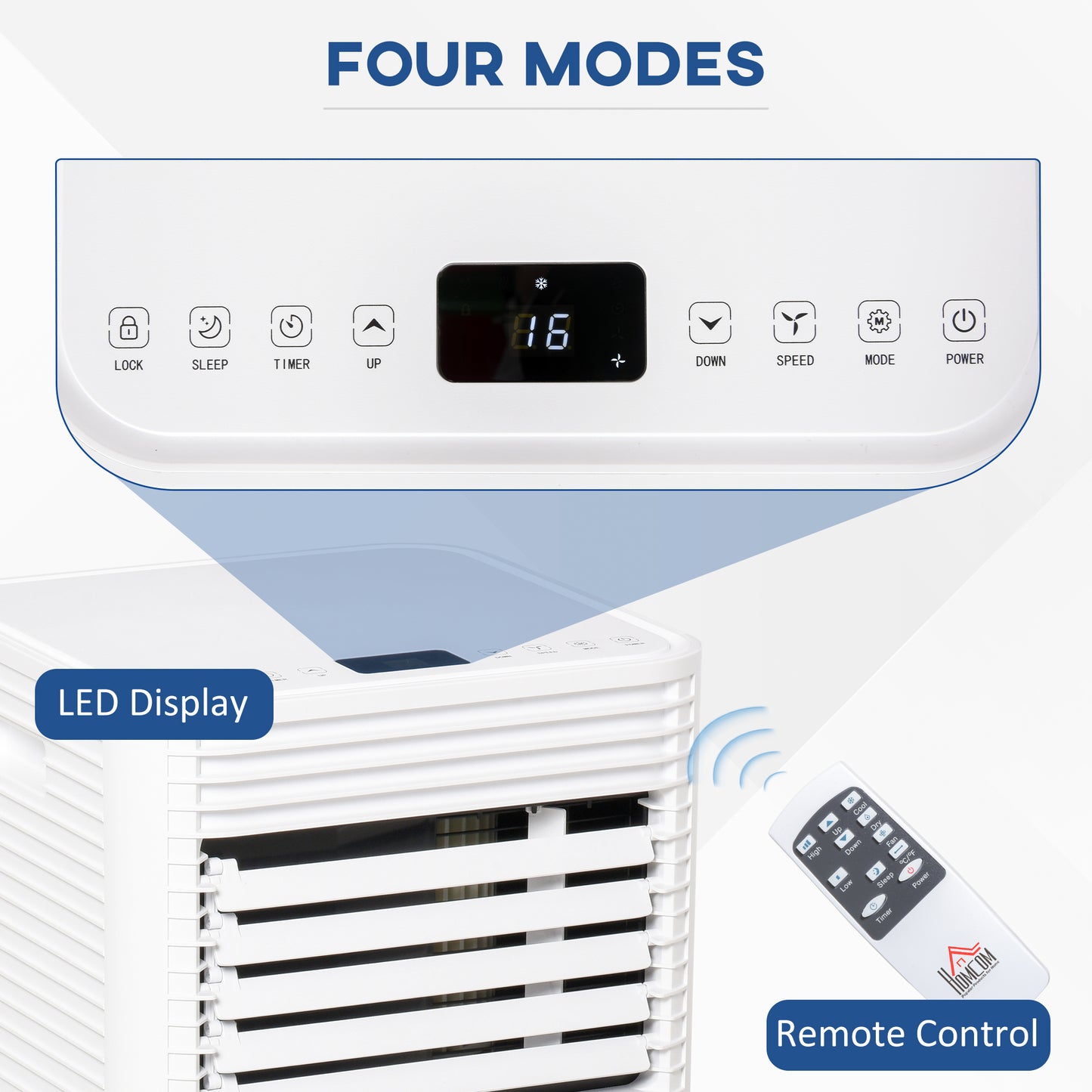 HOMCOM 9000 BTU Portable Air Conditioner for Cooling Dehumidifier Fan, Air Conditioning Unit, with Remote, 24H Timer, Window Mount Kit, R290, A Energy Efficiency