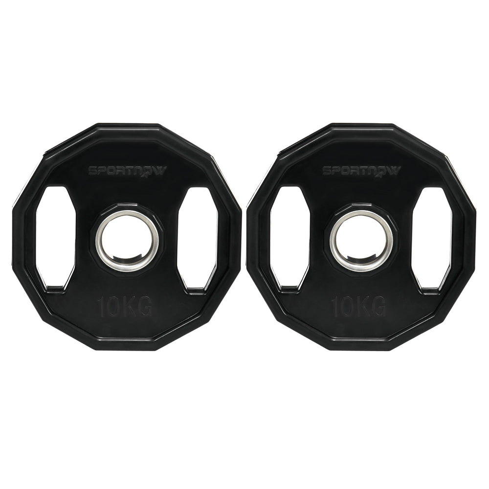 SPORTNOW Olympic Weight Plates Set, Metal and Rubber Bumper Plates Weights Discs with 2"/5cm Holes, for Home Gym Weight Lifting Strength Training, 2 x 10kg, Black