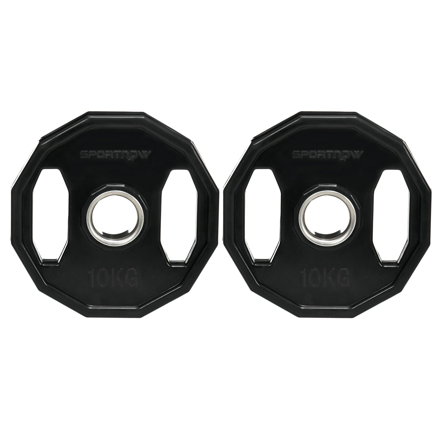 SPORTNOW Olympic Weight Plates Set, Metal and Rubber Bumper Plates Weights Discs with 2"/5cm Holes, for Home Gym Weight Lifting Strength Training, 2 x 10kg, Black