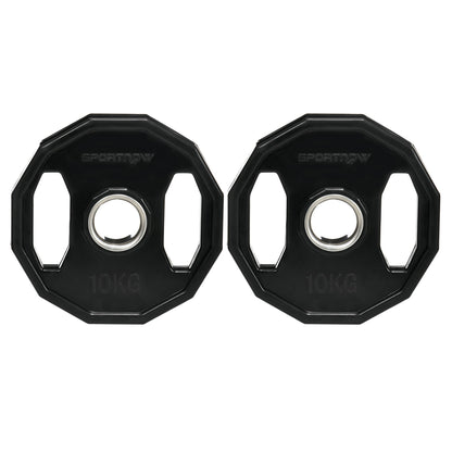 SPORTNOW Olympic Weight Plates Set, Metal and Rubber Bumper Plates Weights Discs with 2"/5cm Holes, for Home Gym Weight Lifting Strength Training, 2 x 10kg, Black