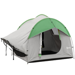Outsunny SUV Car Tent for Camping, Waterproof PU2000mm, 5 Man Tailgate Tent, 2.4 x 2.1 m, Grey and Green