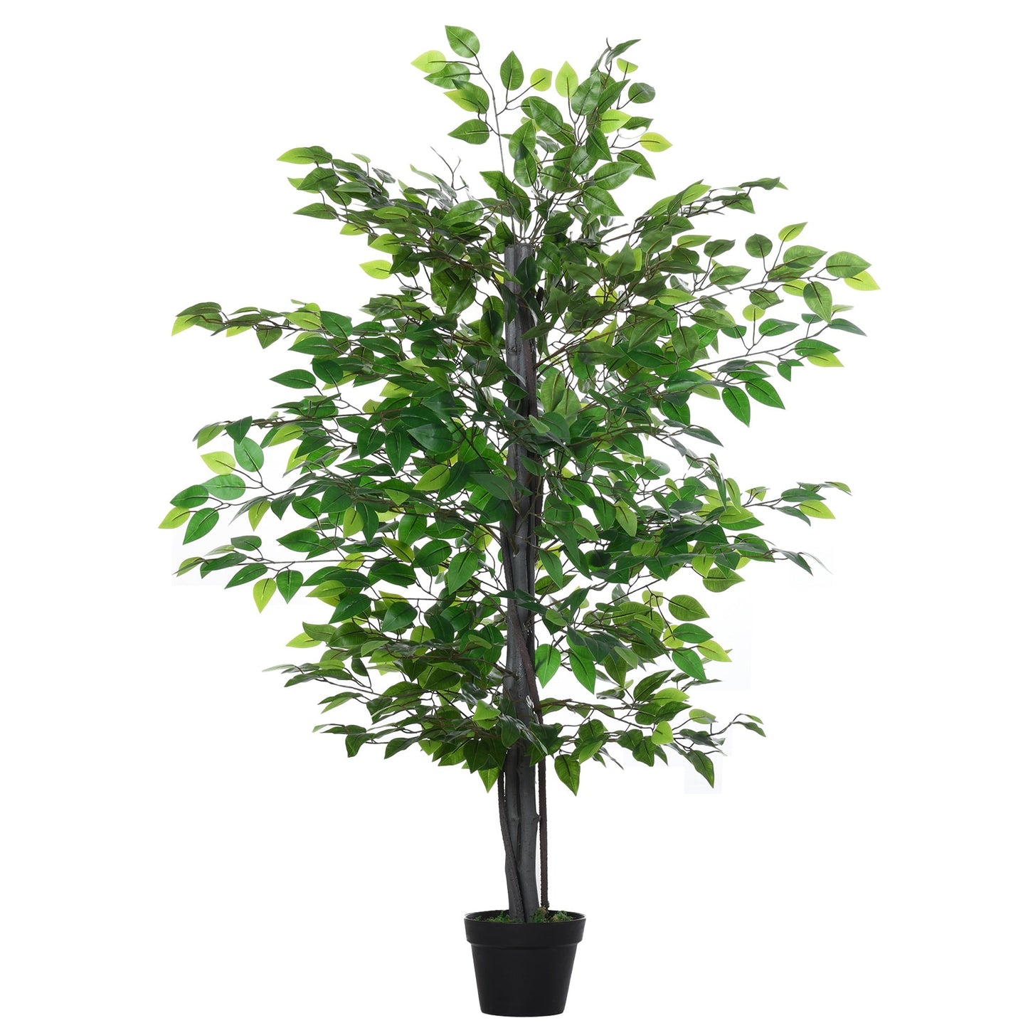 Outsunny Set of 2 Artificial Plants White Rose Floral in Pot, Fake Plants for Home Indoor Decor, 90cm, Purple