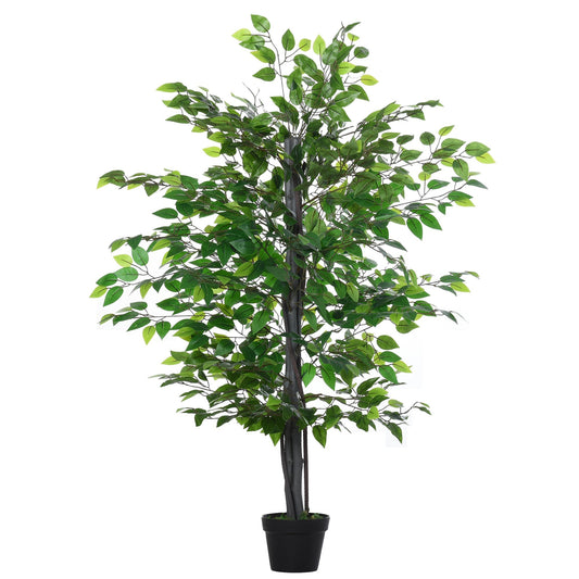 Outsunny Set of 2 Artificial Plants White Rose Floral in Pot, Fake Plants for Home Indoor Decor, 90cm, Purple