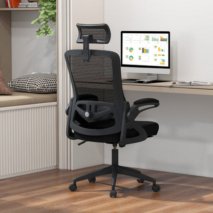 Ergonomic Office Chair with Adjustable Lumbar Support for Home Office-Black