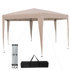 400 x 348 cm Height Adjustable Hexagonal Pop-Up Canopy Tent with Dressed Legs-Khaki