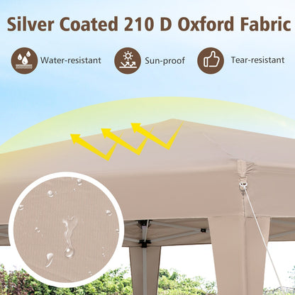 400 x 348 cm Height Adjustable Hexagonal Pop-Up Canopy Tent with Dressed Legs-Khaki