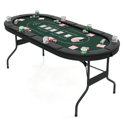 1.8m Foldable Poker Table for Blackjack Texas Hold’em Casino Leisure Game-Green