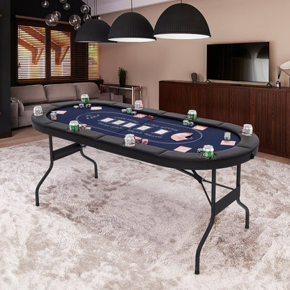 1.8m Foldable Poker Table for Blackjack Texas Hold’em Casino Leisure Game-Black