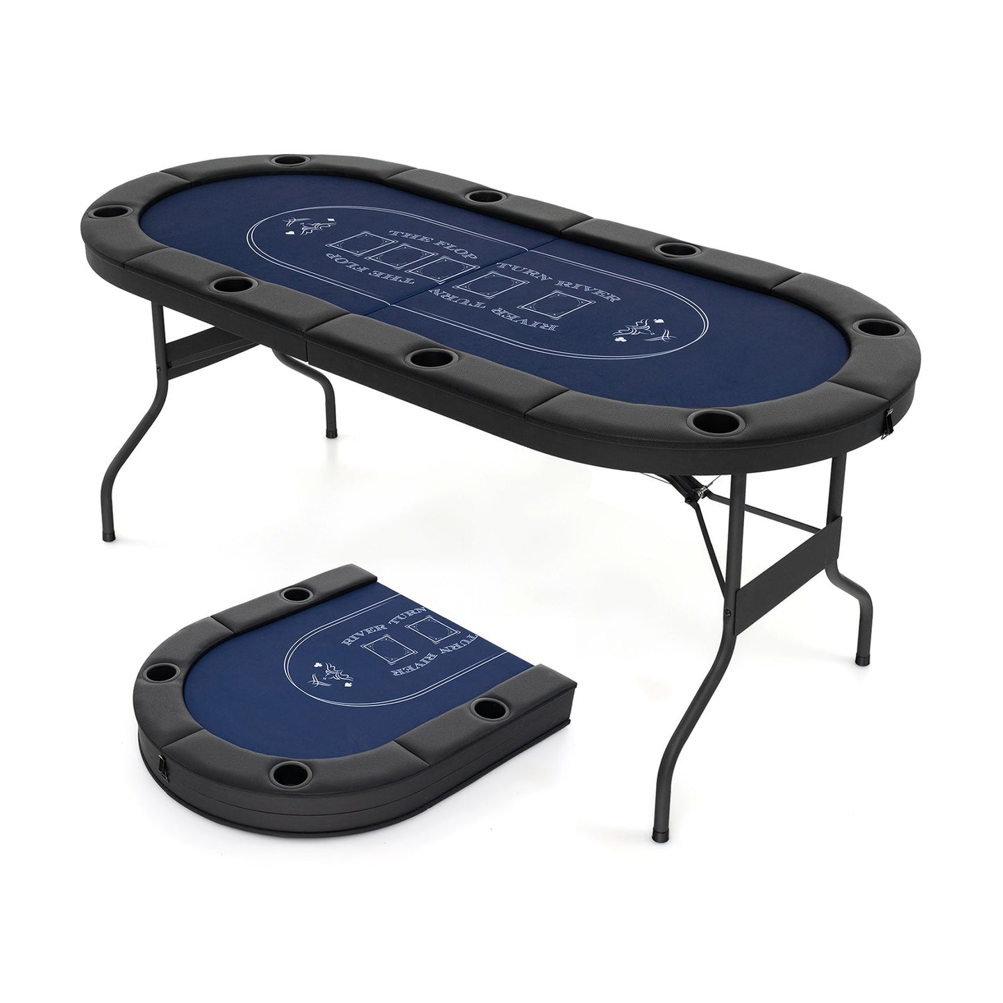 1.8m Foldable Poker Table for Blackjack Texas Hold’em Casino Leisure Game-Black