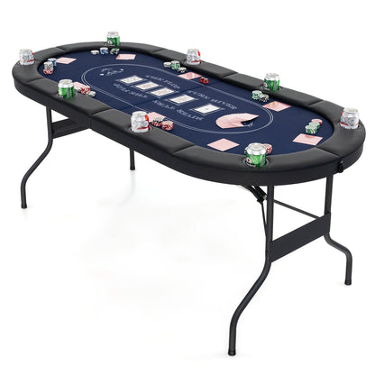 1.8m Foldable Poker Table for Blackjack Texas Hold’em Casino Leisure Game-Black