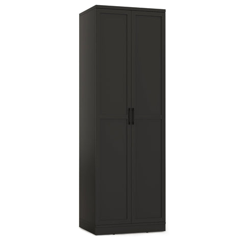 Wooden Storage Cabinet with 2 Doors and Adjustable Shelves-Black