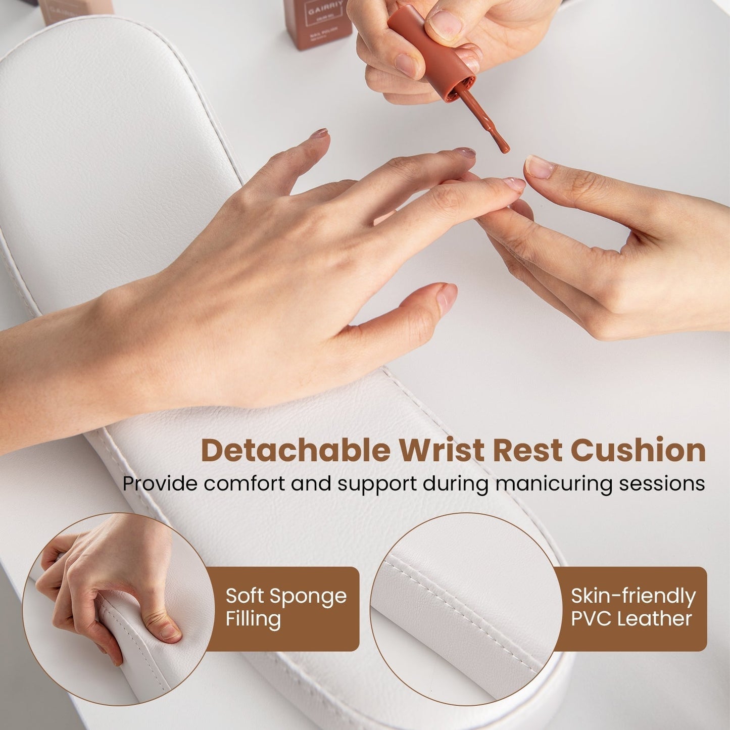 Manicure Table Nail Desk Nail Tech Station with Drawers-White