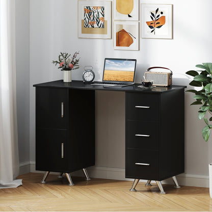 Manicure Table Nail Desk Nail Tech Station with Drawers-Black