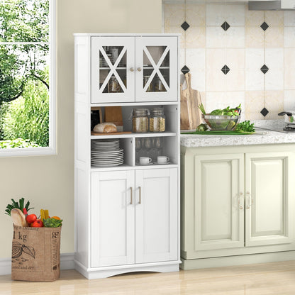 Tall Bathroom Cabinet with Acrylic Doors and Adjustable Shelves-White