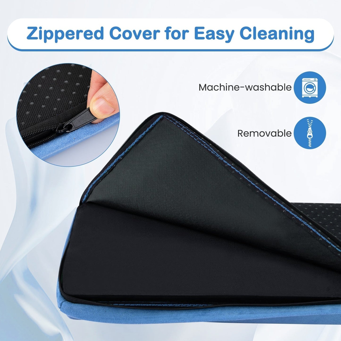 210 CM Folding Balance Beam with Removable Suede Cover and Non-slip Bottom for Kids-Navy