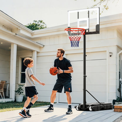 Portable Kids Basketball Hoop Outdoor 3.3-7 Feet with Shatterproof PC Backboard and Wheels-White