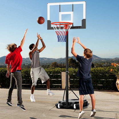 Portable Kids Basketball Hoop Outdoor 3.3-7 Feet with Shatterproof PC Backboard and Wheels-White